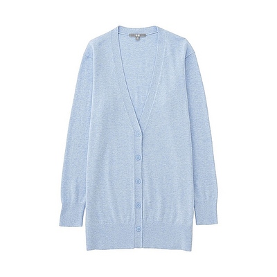 WOMEN コットンカシミヤＶネックロングカーディガン（長袖）