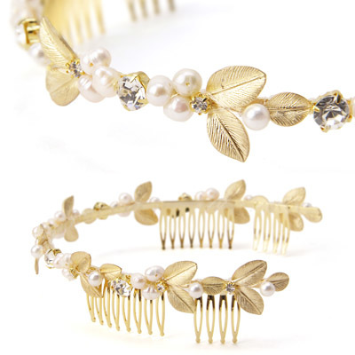 ゴールドリーフのバックカチューシャ