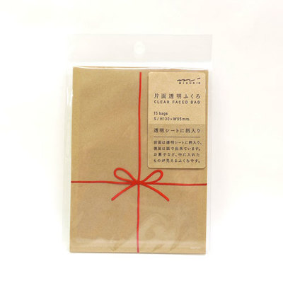 ミドリ　片面透明袋S　表リボン柄赤