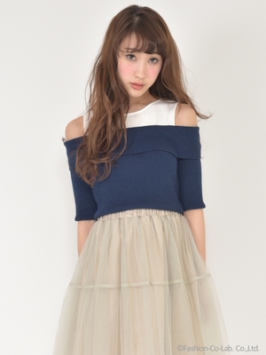 レイヤードニットTOPS
