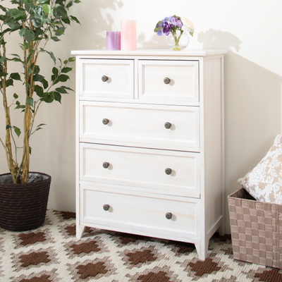 ホワイトシャビーワイドチェスト