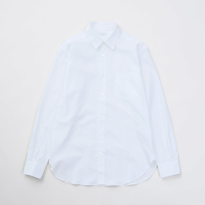 Soft Cotton Round Tip Collar Shirt / White