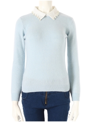 パール襟アンゴラ混トップス