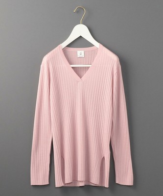 WOOL SILK SLIT V NECK KNIT/ﾆｯﾄ