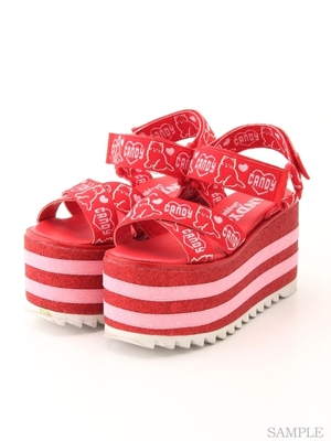 MY HEART KITTY LAME HIGH SOLE SANDAL