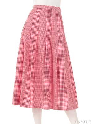 GINGHAM CHECK PLEATS SKIRT