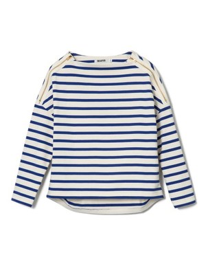 STRIPED SHOULDER ZIP TOP