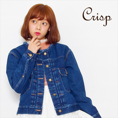 Crisp 【Ple-Order : 1000円OFF】ノーカラーデニムジャケット[c8k1801]
