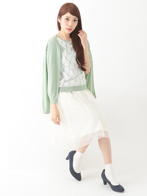 【Special Price】＜もっと大きなサイズ＞レースニットプルオーバーセットアンサンブル
