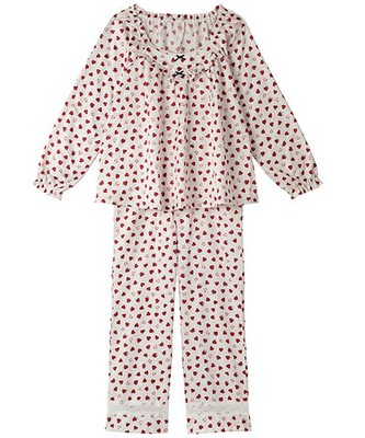 ハートプリント×サテン裏起毛