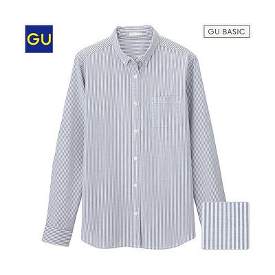 GU ストライプオックスフォードシャツ