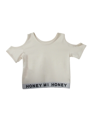 logo open shoulder T-shrit