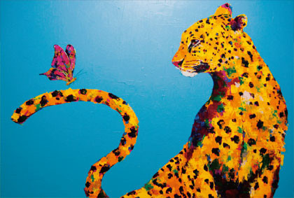 ポストカード（ヒョウ＆蝶）