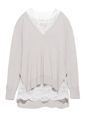 【emmi atelier】レースキャミレイヤードニット