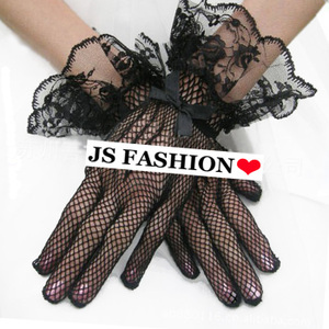 プチリボン付きブラックレース手袋
