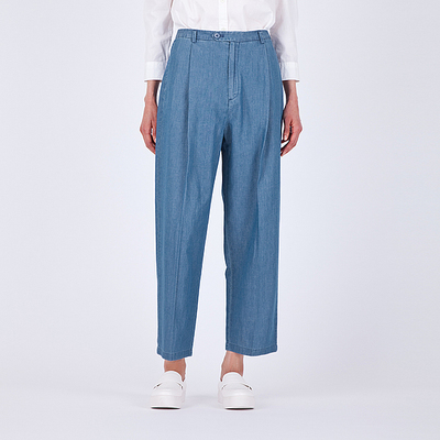 デニムハイウエストボリュームパンツ