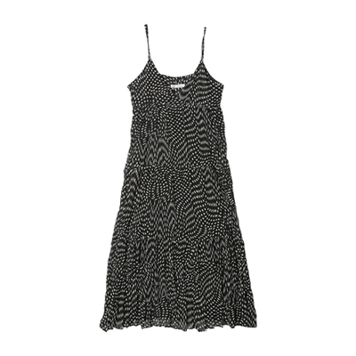 幾何学パターンロングキャミワンピース (ブラック)