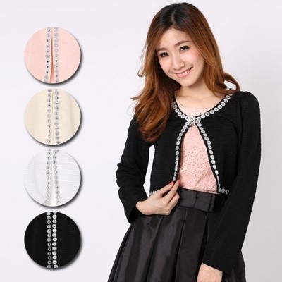 フォーマルノーカラージャケット風パーティーボレロ