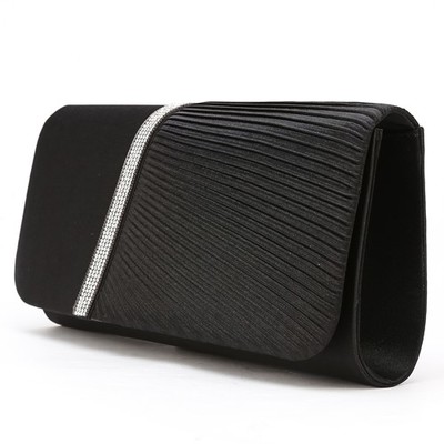 ストーンラインプリーツシンプルパーティークラッチバッグ