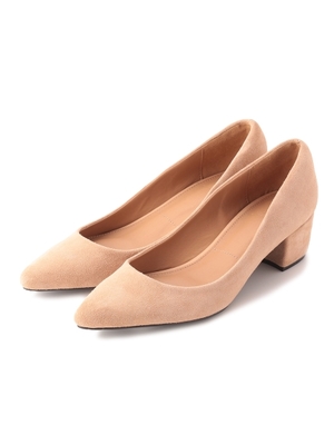 スエードチャンキーヒールパンプス