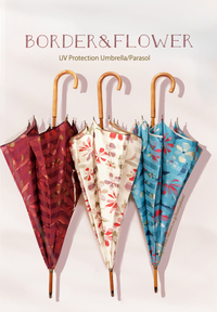 日本製晴雨兼用・雨傘 甲州織「ボーダーフラワー」 長傘８本骨55cm｜女性（レディース）/長傘 