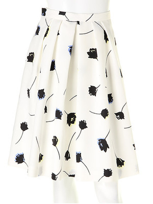 Apuweiser-riche モノクロチューリッププリントタックスカート