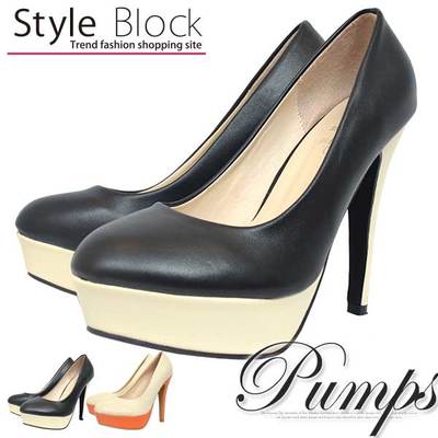 バイカラーハイヒールパンプス