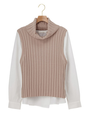 ワイドリブタートルニット×ラップテールシャツセット