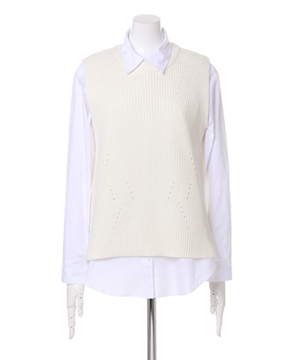 ニットベスト+シャツ/SET