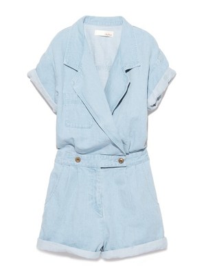 デニムショートロンパース