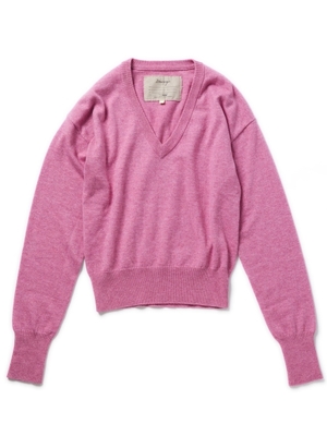 カシミヤ混ショートVニット