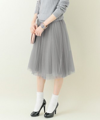 UR チュールプリーツレイヤードスカート
