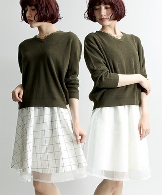 リバーシブルチェックスカート