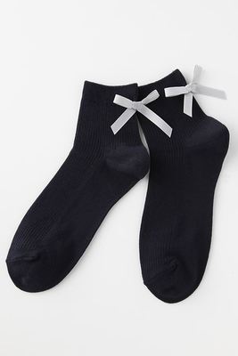 バックリボン付きリブソックス