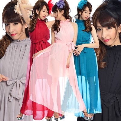 アメスリシフォンＡラインロングパーティードレス