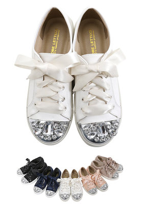 ビジュー×サテンリボン☆ローカットスニーカー [I1081]