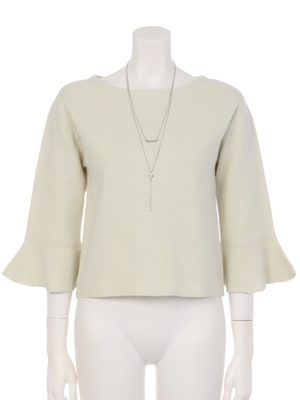 ネックレス付袖フレアニット