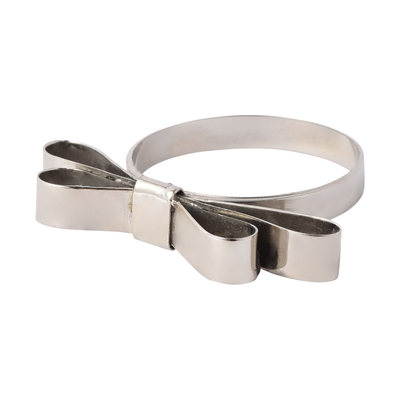 メタリックリボン ナプキンリング シルバー