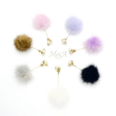 3WAYミンクファーキャッチビジューピアス