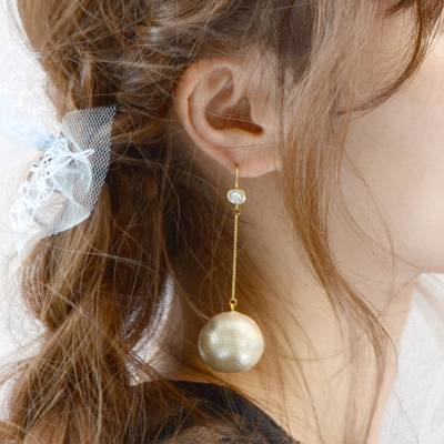 BIGコットンパールピアス