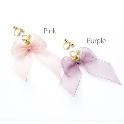 シフォンリボンイヤリング