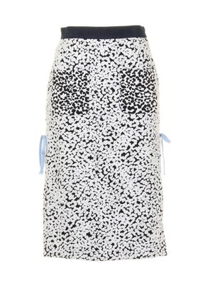 EMBOSSED LEOPARD SLIT SKIRT