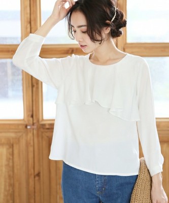 【PRE ORDER】Vサテンフリルブラウス8S　715750