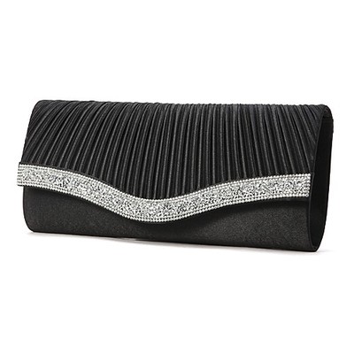 クラッシュストーンラインプリーツパーティークラッチバッグ