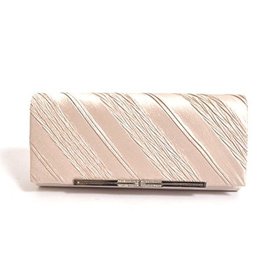 プレート付きサテンプリーツパーティークラッチバッグ
