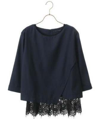 裾レースアシメブラウス