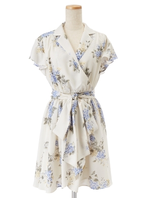 Oフラワーブルームカシュクールワンピ