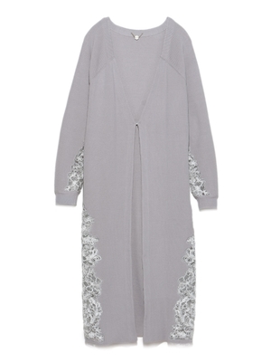 レース＆ニットロングカーディガン