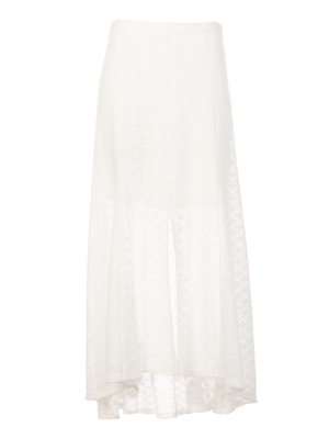Kick Hem, Split Front Midi Skirt With Mesh Inserts