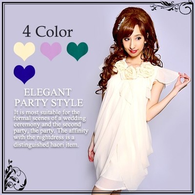 シフォンローズレイヤードシフォンパーティードレス